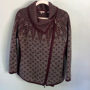 Royal Robbins wool blend asymmetric zip cardigan